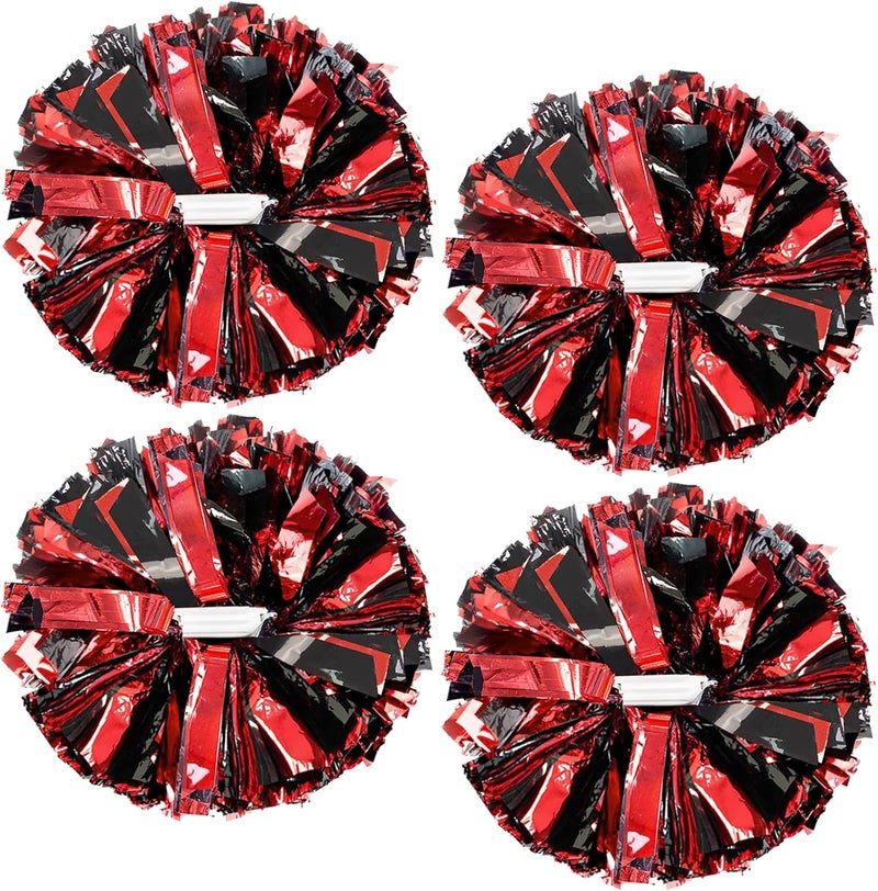 HOLENGS 4Pcs Upgraded 12inch Metallic Cheerleading Pom Poms, Cheerleader Pompoms Cheer Poms for Kids Adults, Cheering Squad Pompoms for School Sports Games Dance Party - Image 1